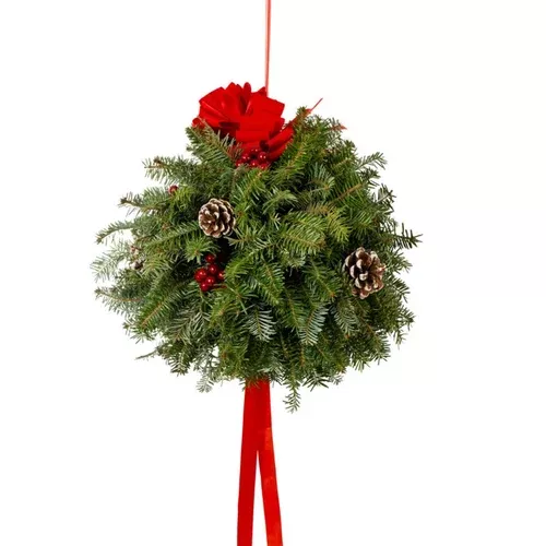 12-fresh-kissing-ball-holiday-greens 12" Fresh Kissing Ball Holiday Greens