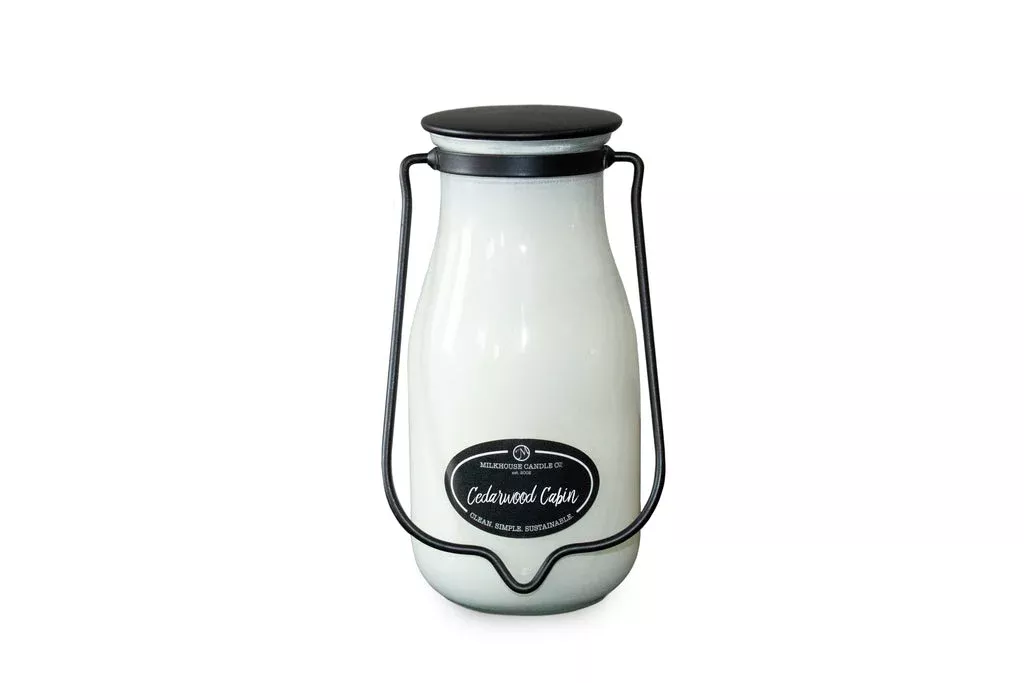 14 oz Milkbottle Candle: Cedarwood Cabin