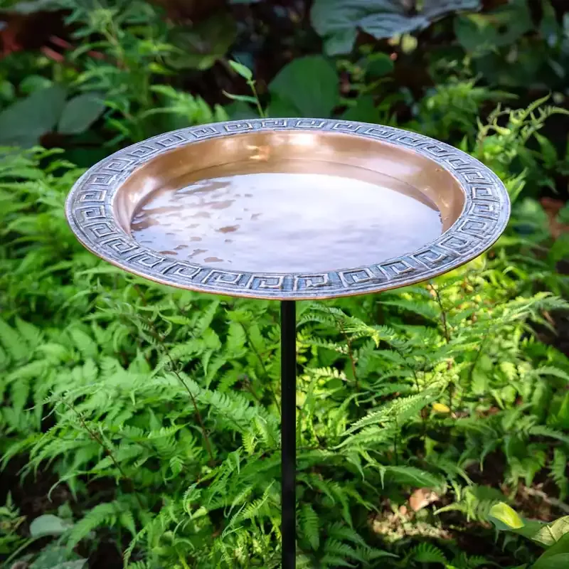 18-greek-inspired-copper-bird-bath-with-garden-pole 18″ Greek-Inspired Copper Bird Bath with Garden Pole