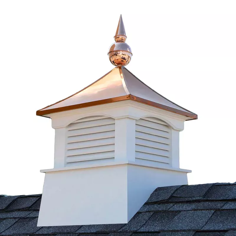 18-square-coventry-vinyl-cupola-with-avalon-copper-finial 18″ Square Coventry Vinyl Cupola with Avalon Copper Finial
