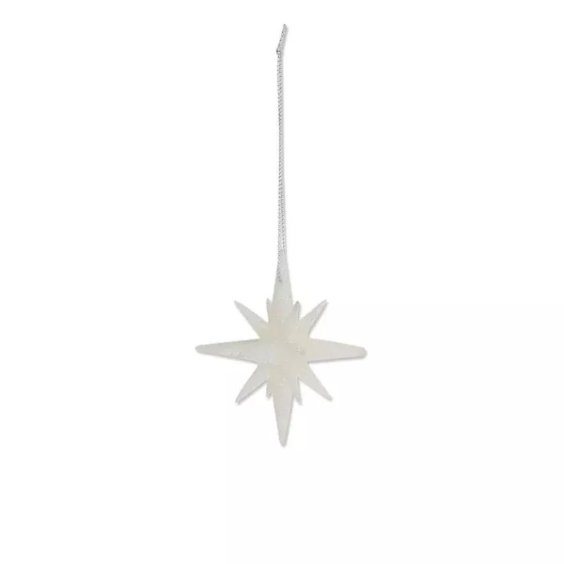 2.5 Inch 9 Point White Glitter Star Ornament