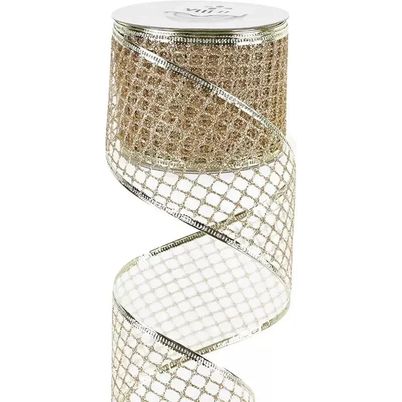 2.5 Inch Champagne Netting Ribbon