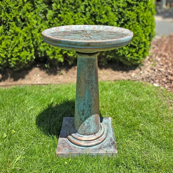 2-piece-concrete-birdbath-tulip-bouquet 2 Piece Concrete Birdbath - Tulip Bouquet