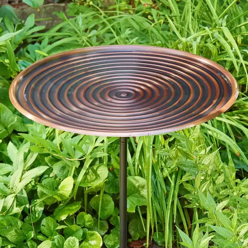 20-bronze-ripples-bird-bath-with-garden-pole 20″ Bronze Ripples Bird Bath with Garden Pole