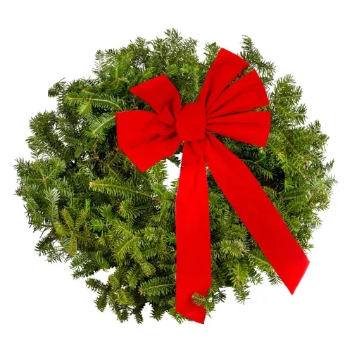 22" Fresh Holiday Wreath With Bow