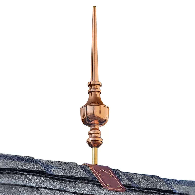 27-victoria-pure-copper-finial-with-decorative-copper-roof-mount 27" Victoria Pure Copper Finial with Decorative Copper Roof Mount
