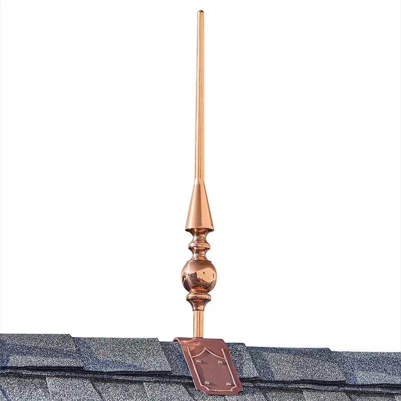 28-aragon-pure-copper-finial-with-decorative-copper-roof-mount 28″ Aragon Pure Copper Finial with Decorative Copper Roof Mount