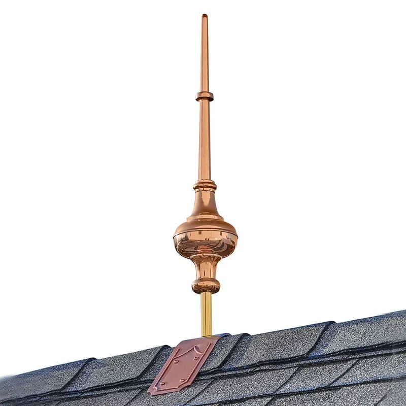 28-morgana-pure-copper-finial-with-decorative-copper-roof-mount 28″ Morgana Pure Copper Finial with Decorative Copper Roof Mount