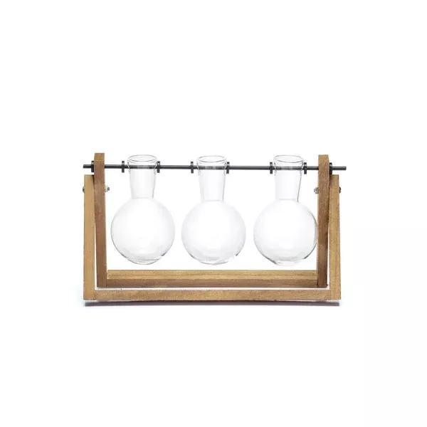 3-hang-glass-vase-propagation-wood-stand 3 Hang Glass Vase Propagation Wood Stand