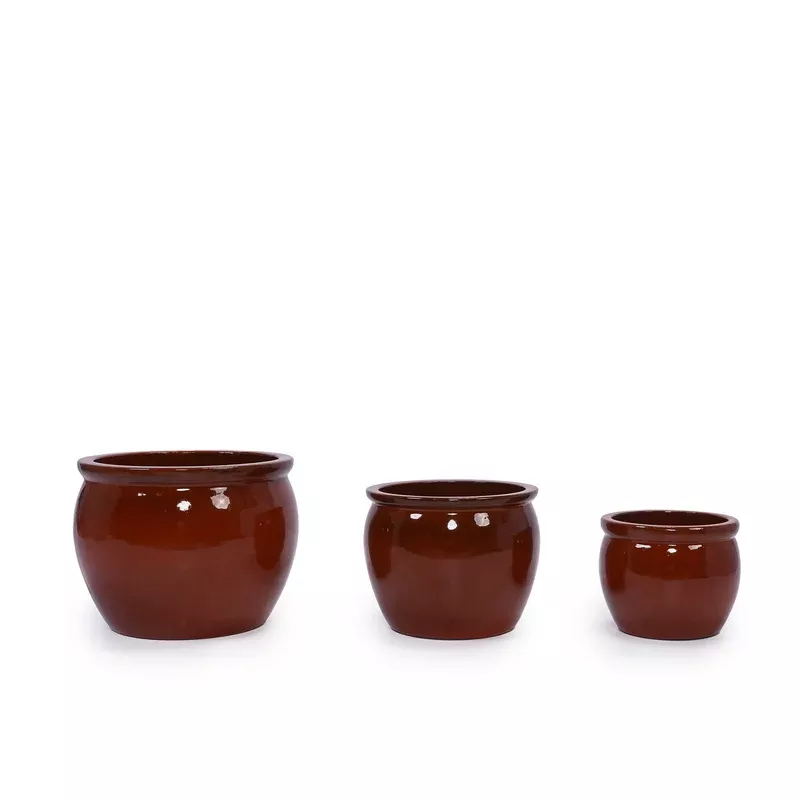 3-pieces-ceramic-flowerpot-modern-planter-patio-garden-or-windowsills-orange 3 Pieces Ceramic Flowerpot, Modern Planter for Patio, Garden or Windowsills - Orange