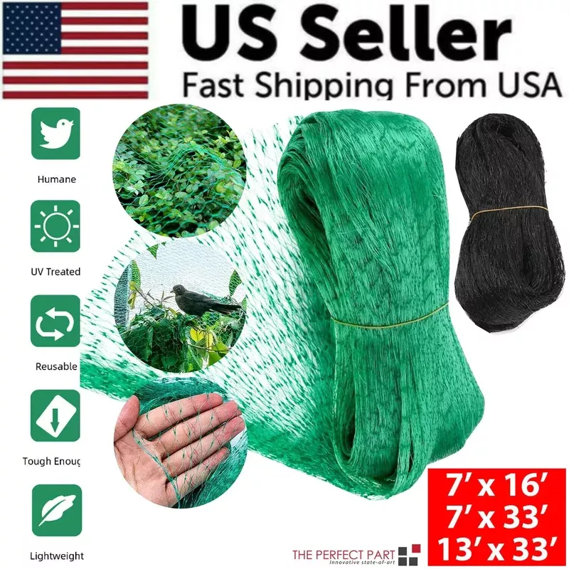 33ft-anti-bird-netting-pond-net-protection-tree-crops-plants-fruits-garden-mesh 33FT Anti Bird Netting Pond Net Protection Tree Crops Plants Fruits Garden Mesh