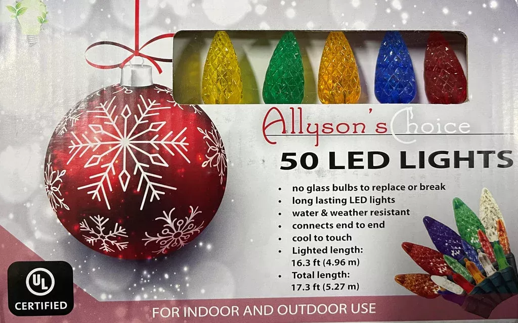 50-multi-colored-led-c6-faceted-light-set 50 Multi-Colored LED C6 Faceted Light Set