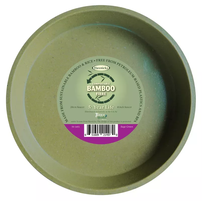 8″ Green Bamboo Saucer Single