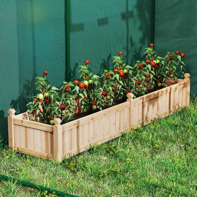 91-x-24-x-16-inch-divisible-planter-box-with-corner-drainage-non-woven-liner-gro 91 x 24 x 16 Inch Divisible Planter Box with Corner Drainage and Non-woven Liner for Growing Vegetables-Natural