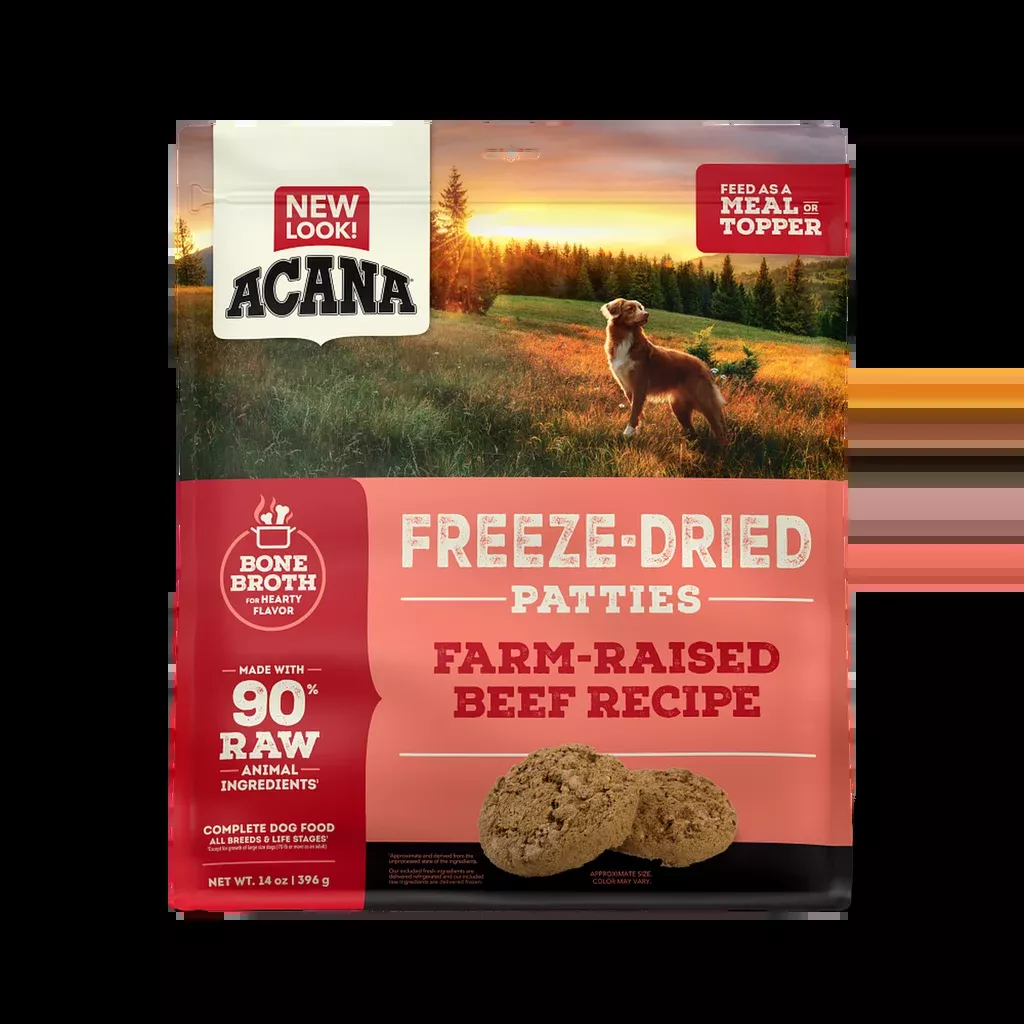 ACANA Freeze-Dried Dog Food Patties, Farm Raised Beef Recipe, 14oz