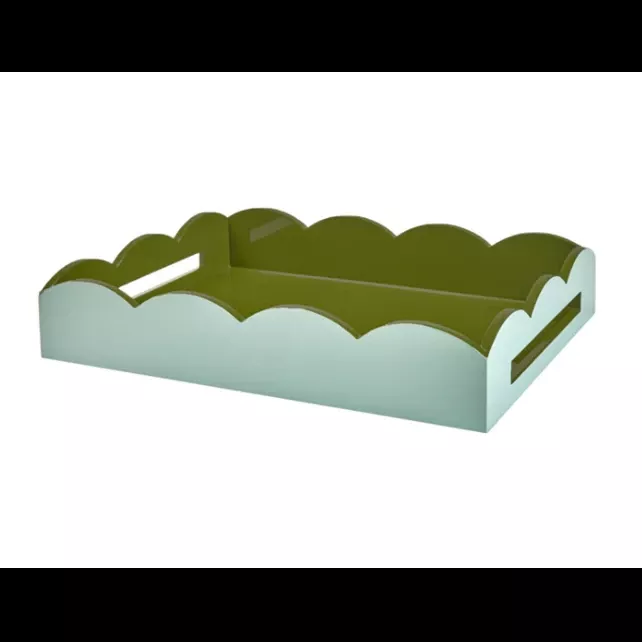 addison-ross-eau-de-nil-khaki-lacquered-scallop-medium-two-tone-tray Addison Ross Eau De Nil & Khaki Lacquered Scallop Medium Two-Tone Tray