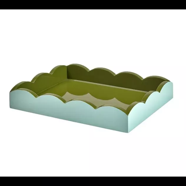 addison-ross-eau-de-nil-khaki-lacquered-scallop-small-two-tone-tray Addison Ross Eau De Nil & Khaki Lacquered Scallop Small Two-Tone Tray