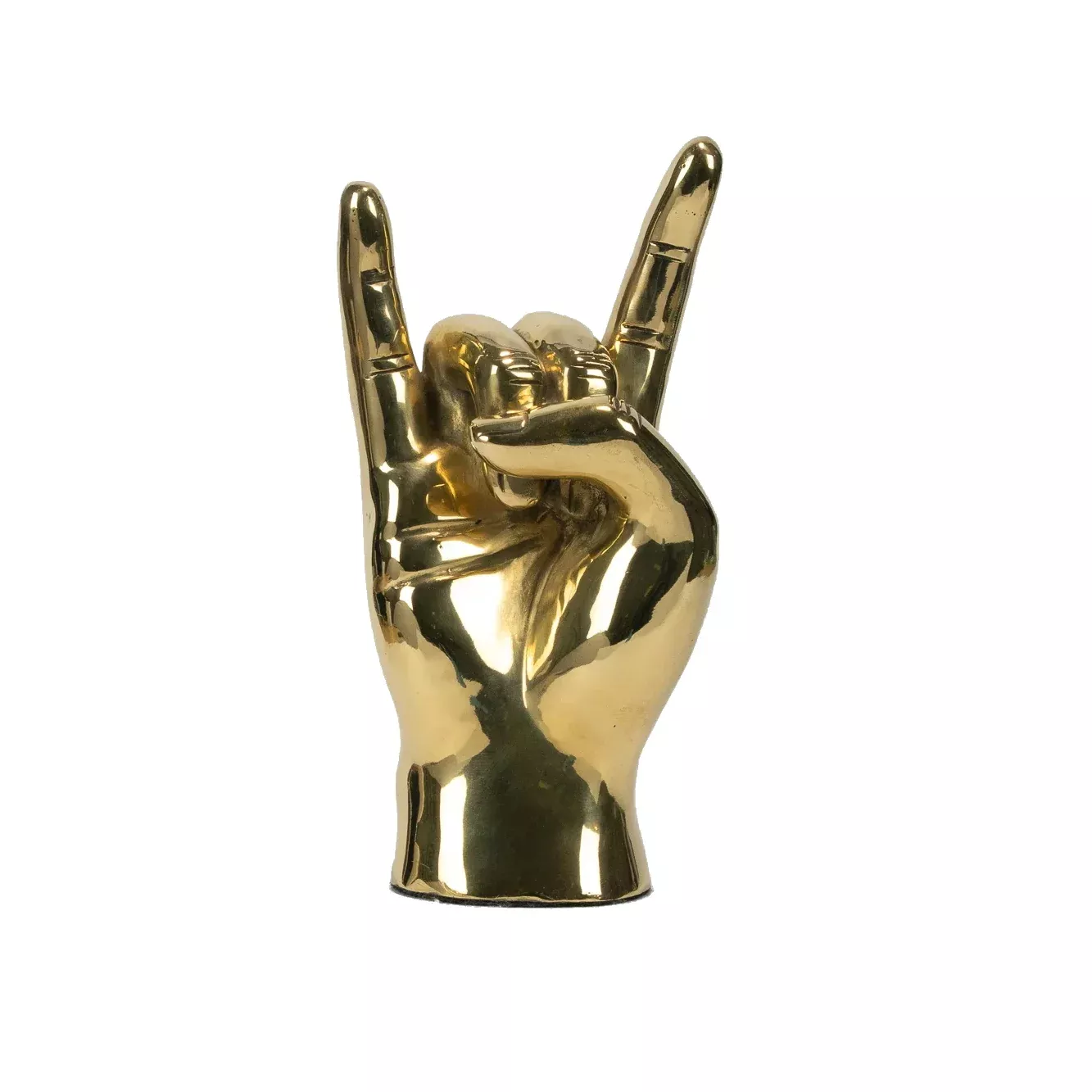 “Hook ‘Em, Horns” Hand Sign Sculpture – Brass