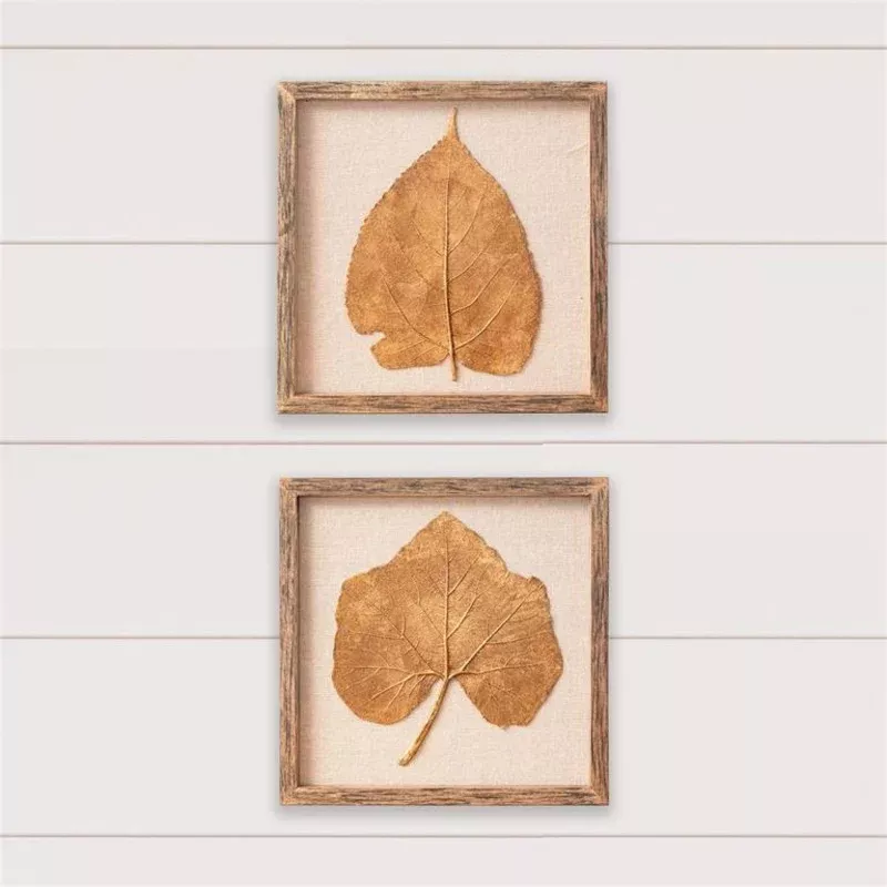(Set of Two) Wall Hanging – Golden Leaf