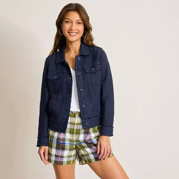 "Tommy Bahama" Two Palms Linen Raw-Edge Jacket Coastline