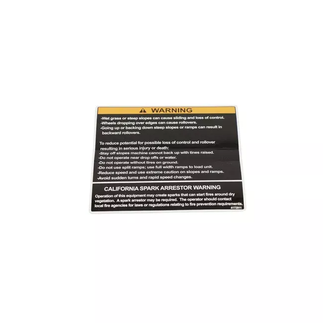 warning-slopes-spark-arrestor-decal-zts-stand-on-aerators-4172911 Warning Of Slopes And Spark Arrestor Decal For ZTS Stand-On Aerators, 4172911