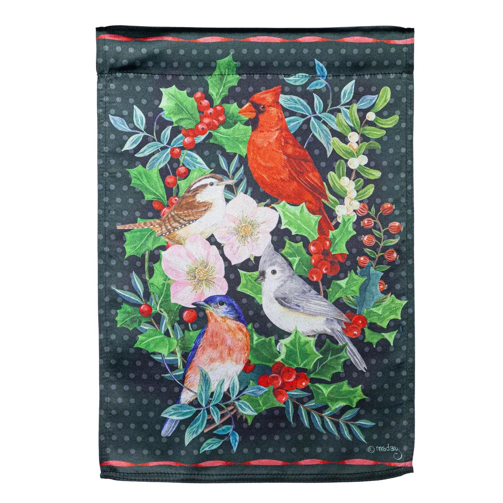 Winter Bird Friends Lustre Garden Flag