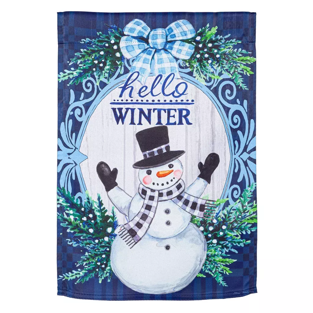Winter Snowman Suede Garden Flag