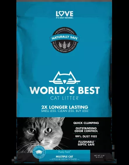 world-s-best-multiple-cat-lotus-blossom-scented-cat-litter-15lbs World's Best Multiple Cat Lotus Blossom Scented Cat Litter, 15lbs