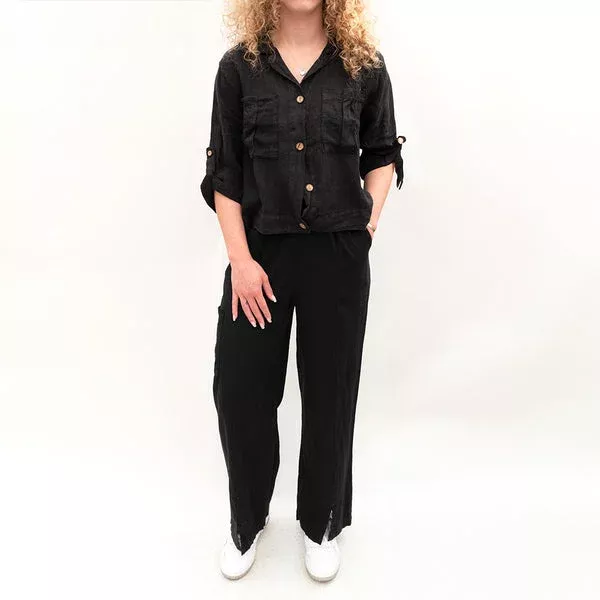 woven-button-down-jacket-black Woven Button Down Jacket Black