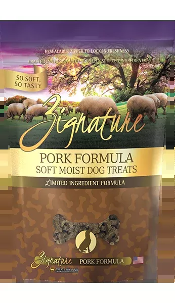 Zignature Pork Formula Soft Moist Dog Treats, 4oz