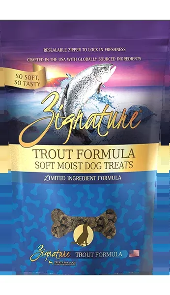 Zignature Trout Formula Soft Moist Dog Treats, 4oz