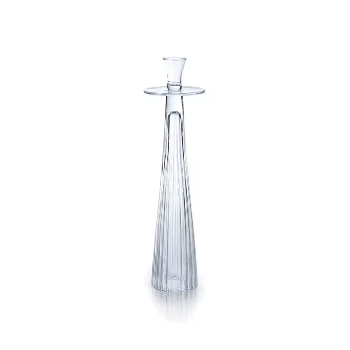 Zodax Tall Ribbed Glass Taper Holder, 18″