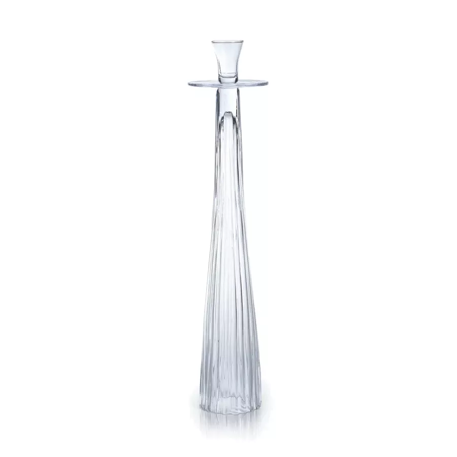 Zodax Tall Ribbed Glass Taper Holder, 21.75″