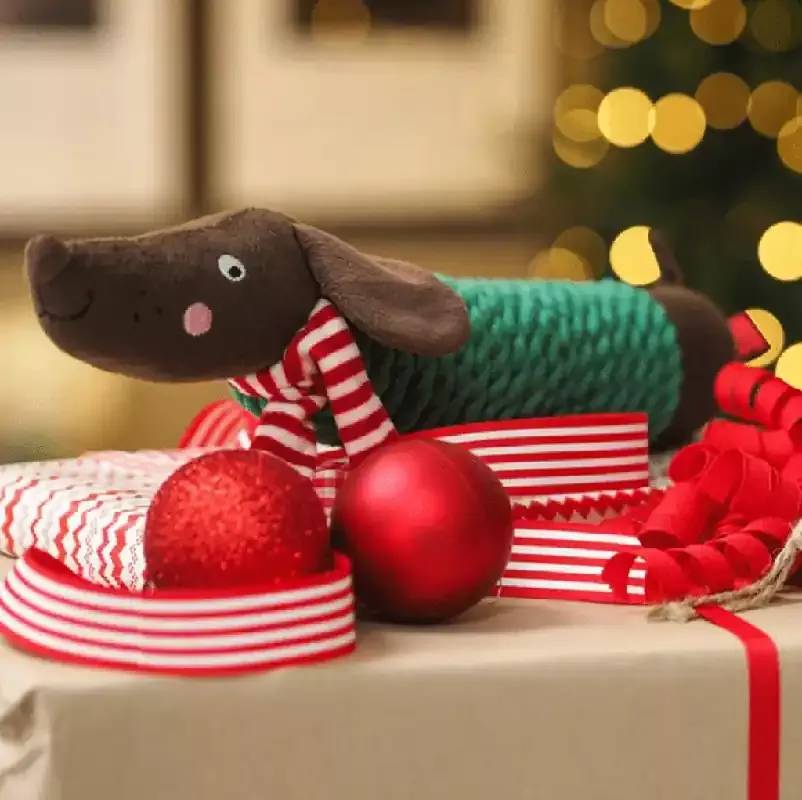 zoon-festive-frankie-sausage-dog-tuffrope-playpal Zoon Festive Frankie Sausage Dog TuffRope PlayPal